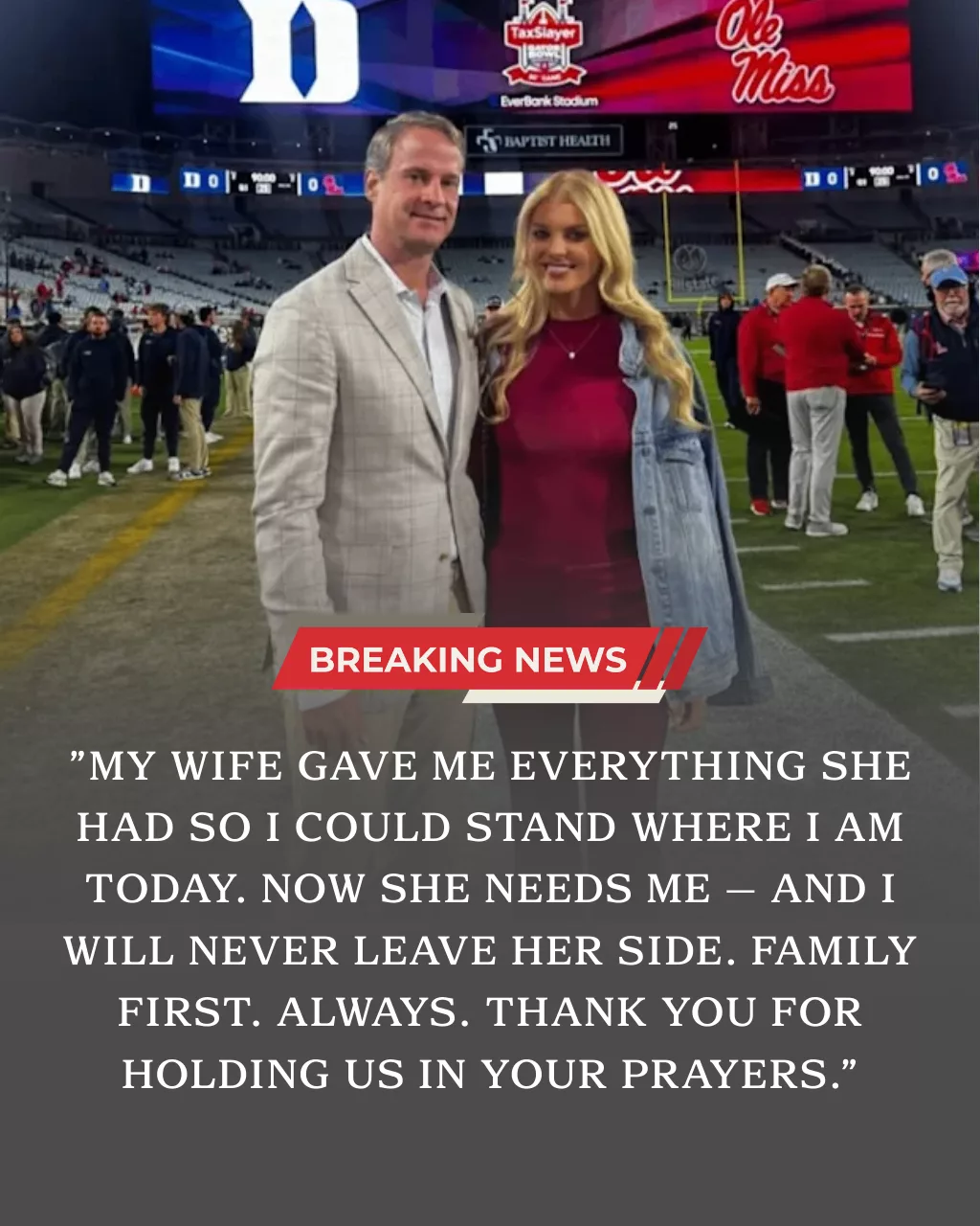 Heartbreaking Farewell: Layla Kiffin Leaves Fans in Tears Under the soft glow of gentle lights in a quiet room, Lane Kiffin spoke about his wife, Layla Kiffin. His voice trembled, tears barely held back. There were no flashing cameras, no sensational headlines — only family, love, and loss filling the space. The moment was heavy with emotion, leaving fans and the football world alike stunned by this deeply personal and heartbreaking announcement.