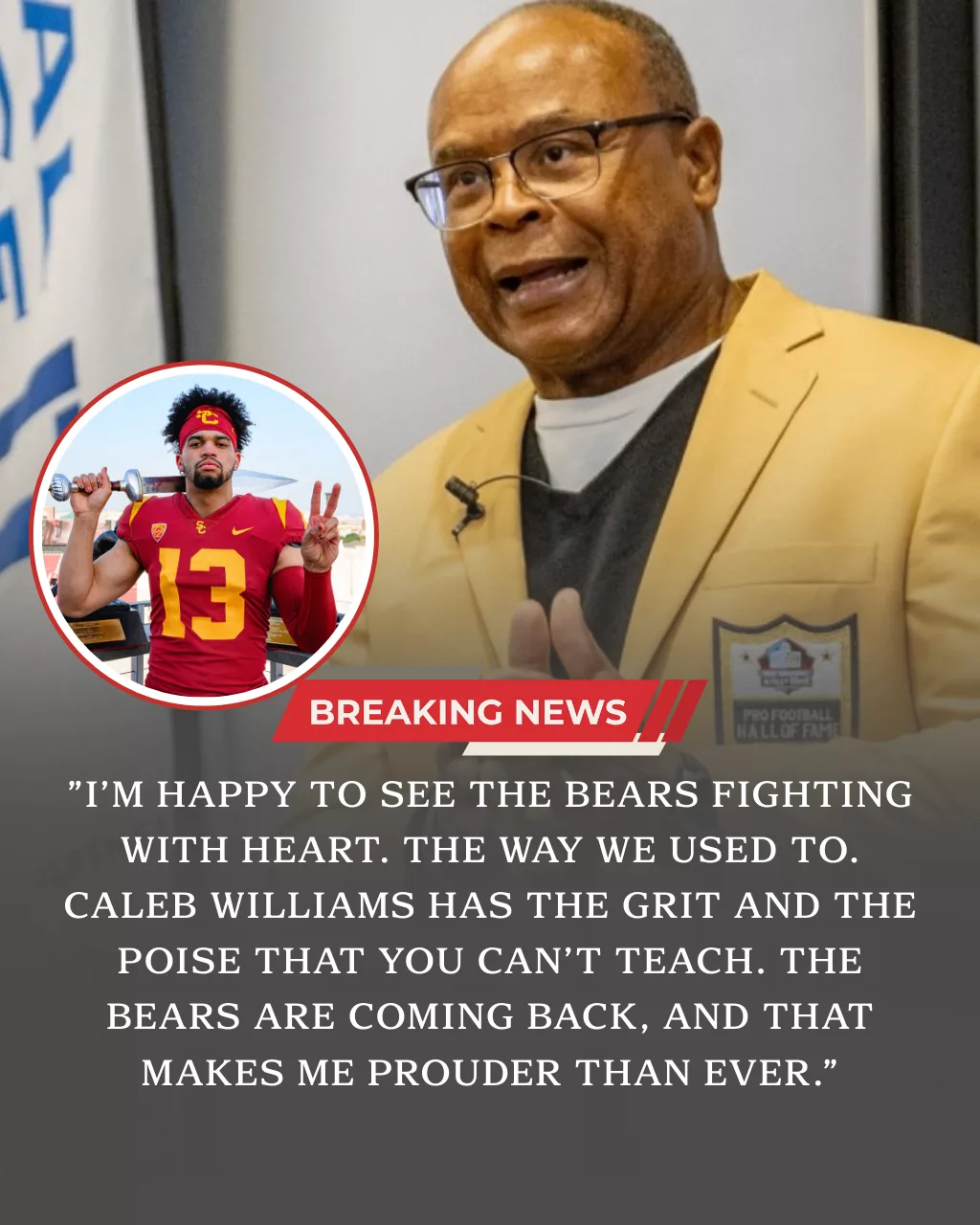 Mike Singletary Defends Caleb Williams After Doubters Question His Rise, Sends Powerful Message Following Bears’ First Playoff Berth in Four Years