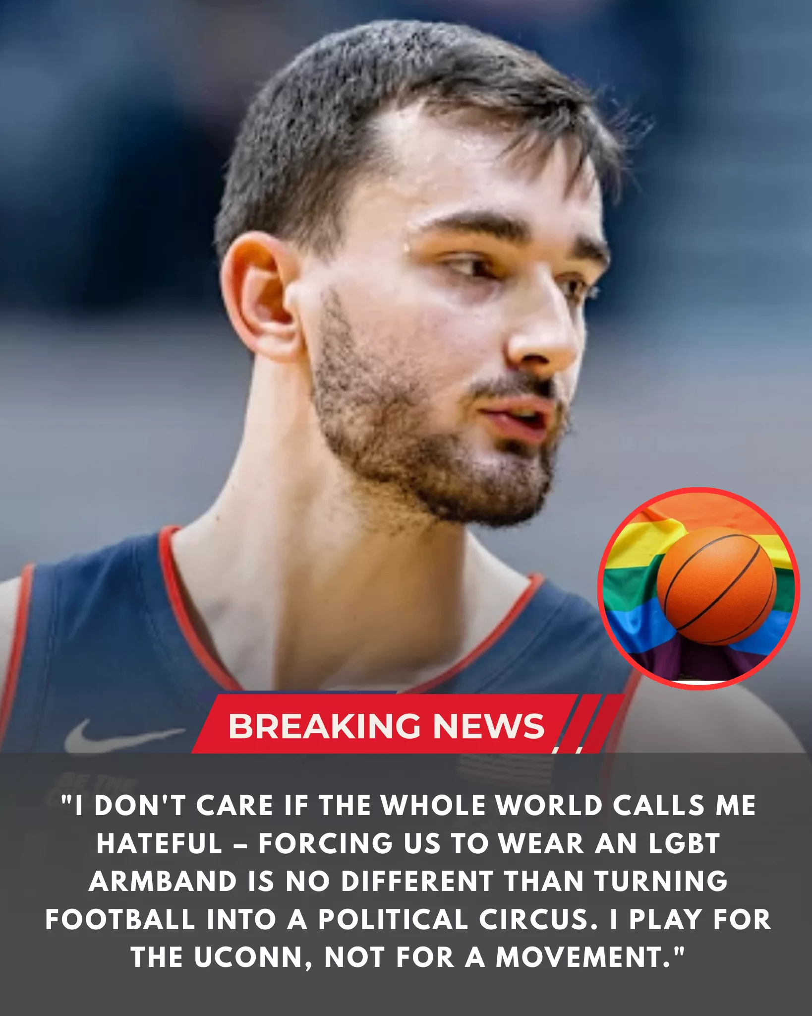 🚨 BREAKING: UConn Star Alex Karaban Declines LGBT Armband, Igniting Nationwide NCAA Debate
