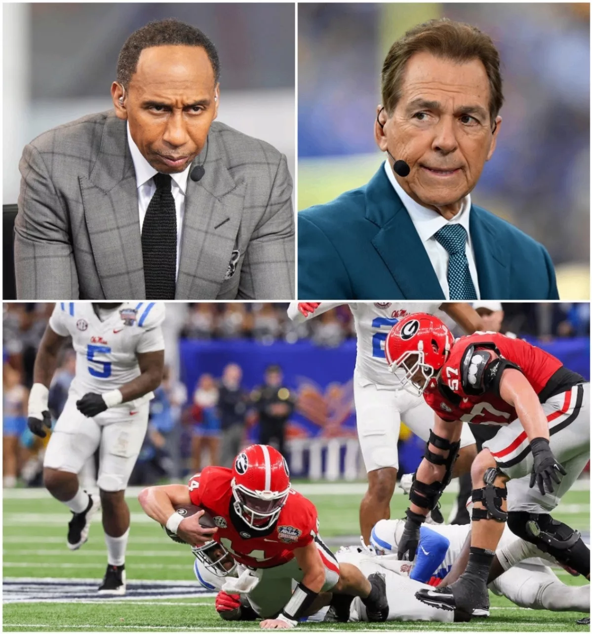 “SIT DOWN. AND BE QUIET, STEPHEN.” — Nick Saban SHUTS DOWN Stephen A. Smith LIVE ON AIR after a fiery attack on Georgia following their heartbreaking 39–34 loss to Ole Miss, leaving the ESPN studio completely frozen.