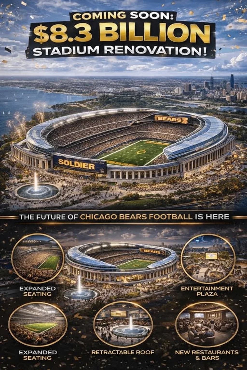 Chicago Bears Unveil $8.3 Billion Soldier Field Renovation That Could Redefine the Franchise