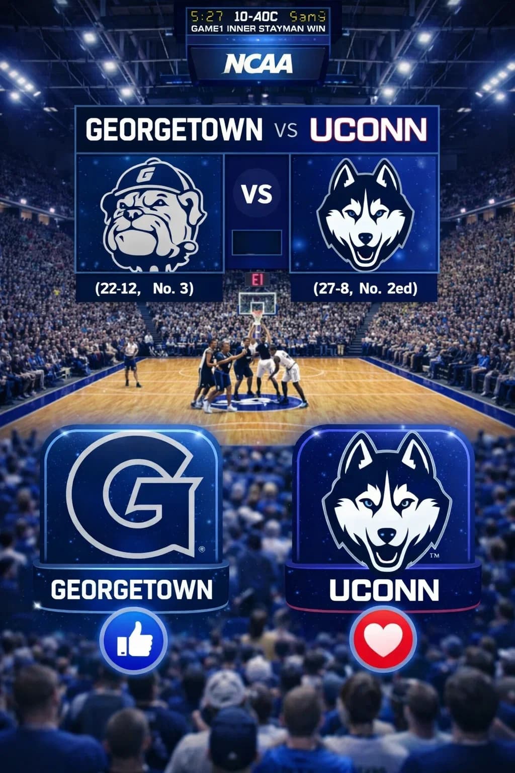 BIG EAST MADNESS: UConn and Georgetown Tournament Clash Rescheduled for Prime-Time at the Garden