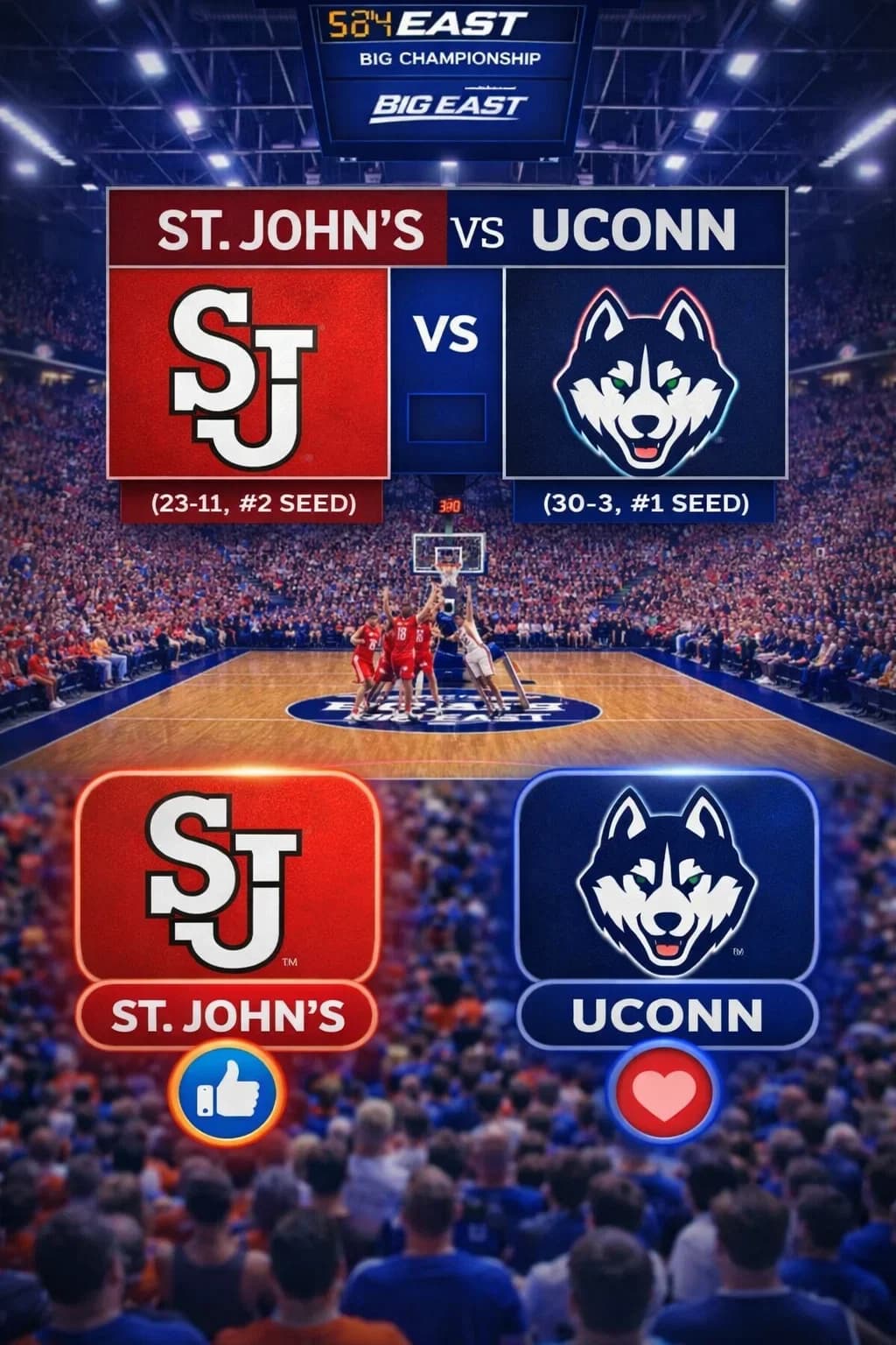MADNESS AT THE GARDEN: Official Time Change Confirmed for UConn vs. St. John’s Big East Title War