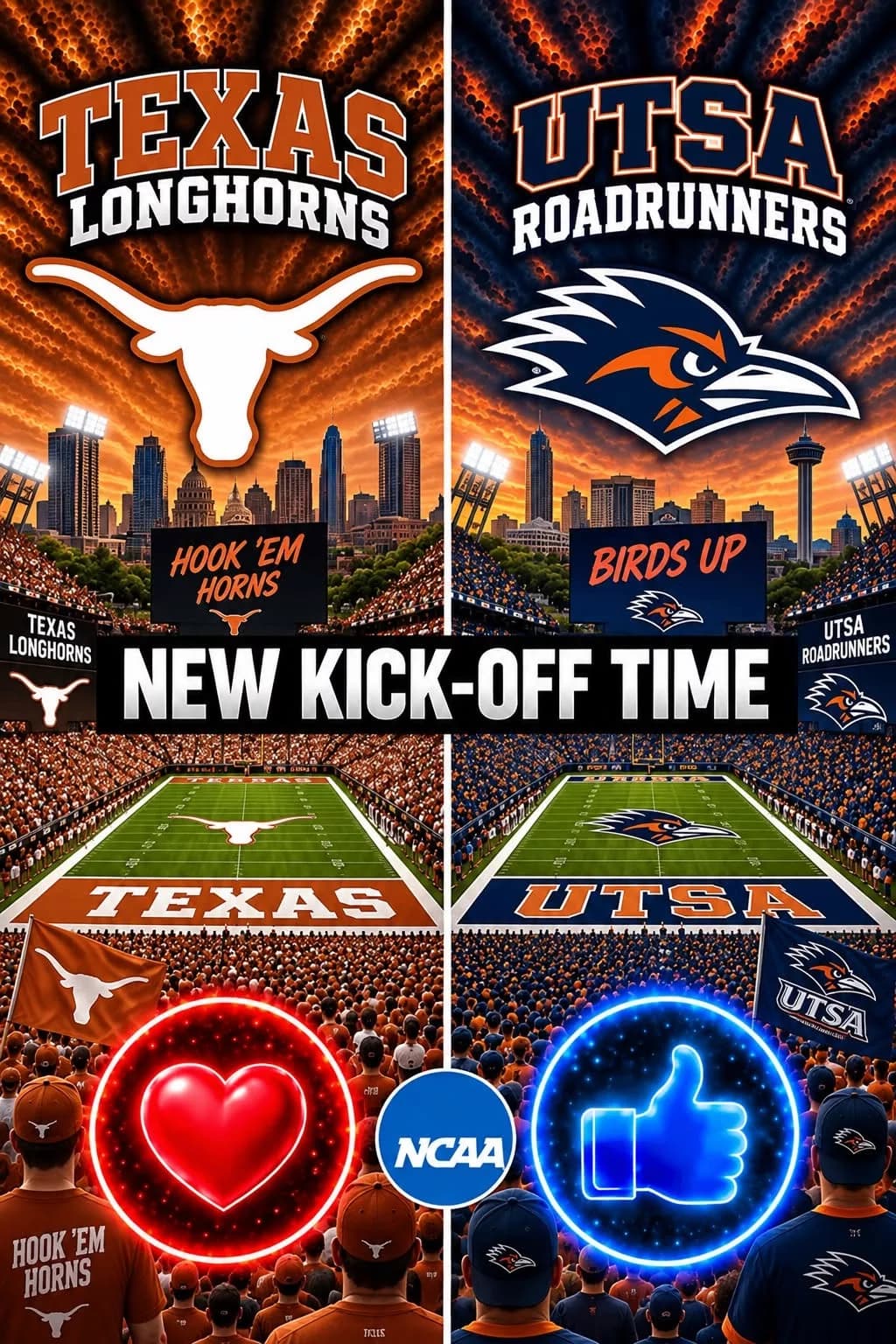 🔥 “CANCEL YOUR SATURDAY PLANS!” — COLLEGE FOOTBALL DROPS A SCHEDULE BOMB: Texas Longhorns vs. UTSA Roadrunners Set to Shake the Season 🔥