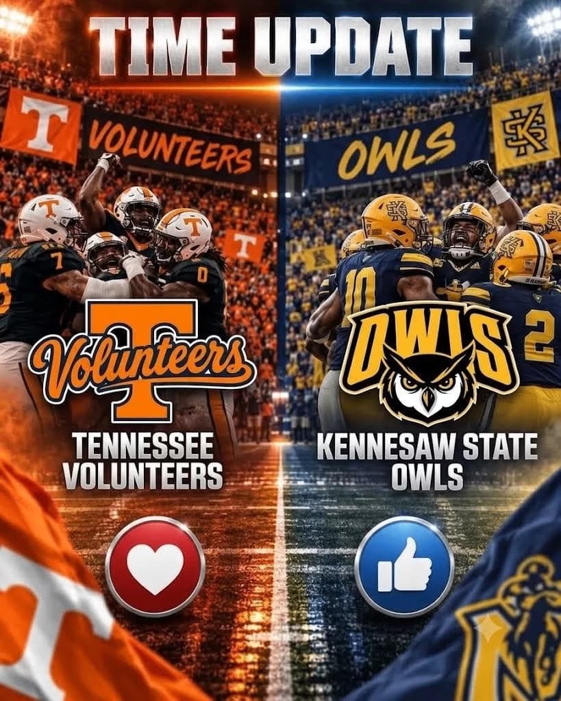 BREAKING — KICKOFF TIME SUDDENLY CHANGED: ESPN has just put college football fans on high alert after announcing a major last-minute adjustment to the broadcast schedule for the highly anticipated showdown between the Tennessee Volunteers and Kennesaw State Owls. The unexpected change means supporters of both teams need to update their calendars immediately to make sure they don’t miss kickoff. With anticipation already building around this matchup, ESPN’s latest scheduling announcement has quickly become a major talking point among fans.