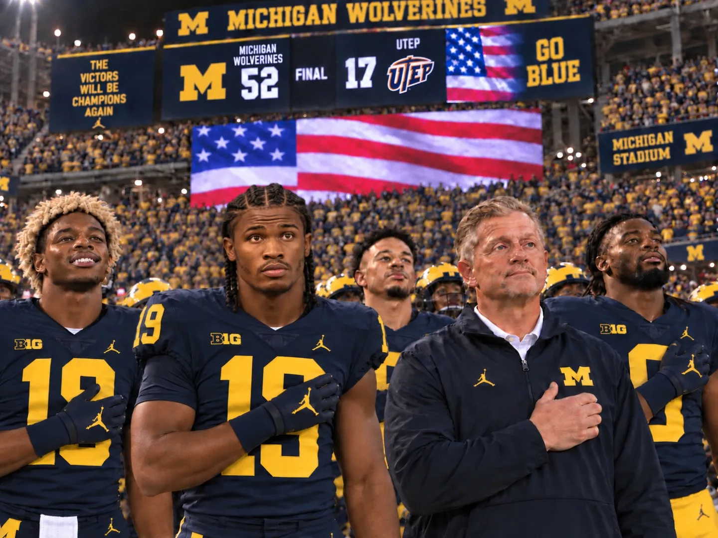 No one expected it — but the postgame National Anthem performed by the entire Michigan Wolverines team brought the stadium to tears.