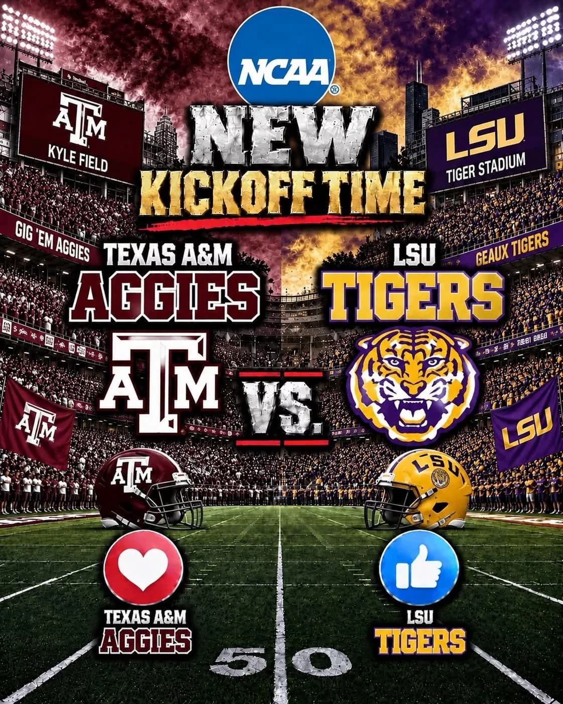 [🚨] BREAKING — KICKOFF TIME SUDDENLY CHANGED: ESPN has just put college football fans on high alert after announcing a major last-minute adjustment to the broadcast schedule for the highly anticipated showdown between the Texas A&M Aggies and LSU Tigers.
