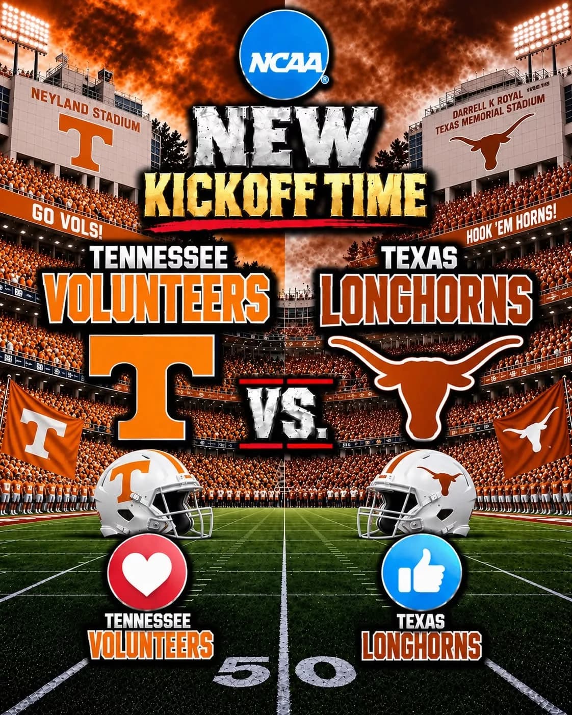 🚨 BREAKING — KICKOFF TIME SUDDENLY CHANGED: ESPN has just put college football fans on high alert after announcing a major last-minute adjustment to the broadcast schedule for the highly anticipated showdown between the TENNESSEE VOLUNTEERS and TEXAS LONGHORNS.