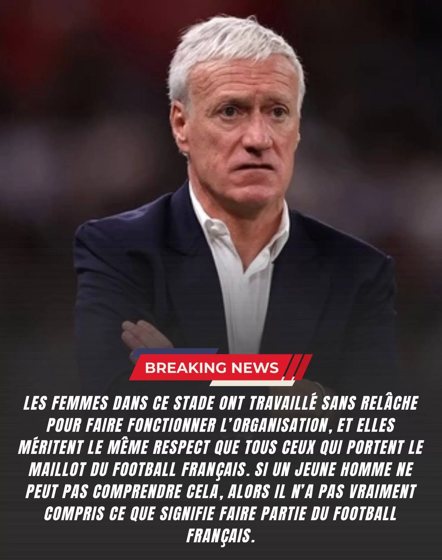 DERNIÈRE MINUTE : Didier Deschamps, sélectionneur de l’équipe de France, a annoncé la mise à l’écart d’un jeune joueur après un incident irrespectueux impliquant une employée âgée du stade — le sélectionneur envoie un message fort sur la “culture du respect” au sein de l’équipe de France.