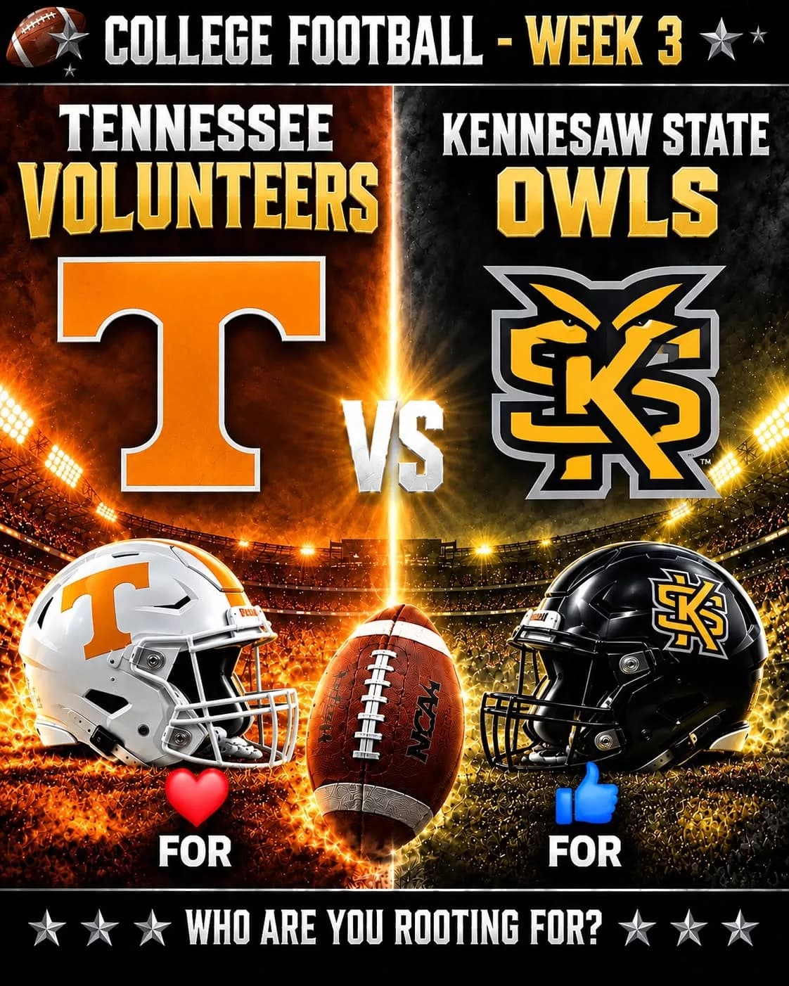 🗓️CONFIRMED: The Tennessee Volunteers vs. Kennesaw State Owls game has been rescheduled.🔥