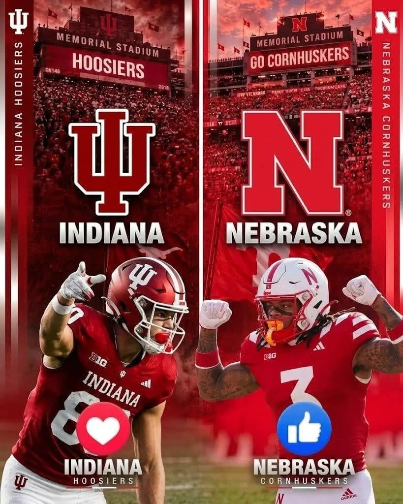 π₯ βCANCEL YOUR SATURDAY PLANS!β β COLLEGE FOOTBALL SET FOR A MASSIVE SHOWDOWN: #7 INDIANA HOOSIERS VS. NEBRASKA CORNHUSKERS! π₯ π